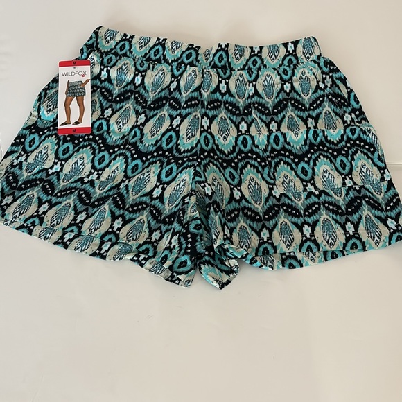 Wildfox Women’s Relaxed Fit Pull-On Shorts Blue Multicolor Pockets Medium - Picture 2 of 4